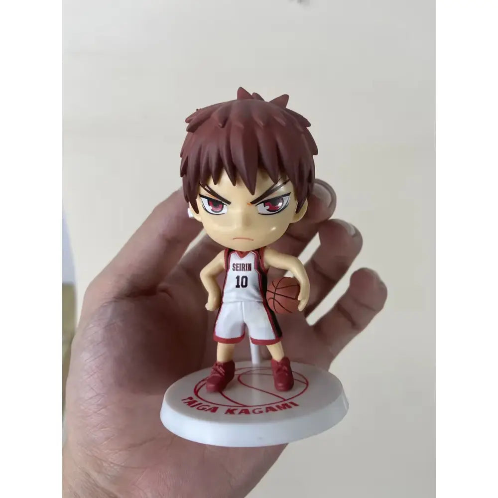 Chibi-style 10cm pvc anime action figure of kuroko no basket player in white seirin jersey delivered intact in retail box