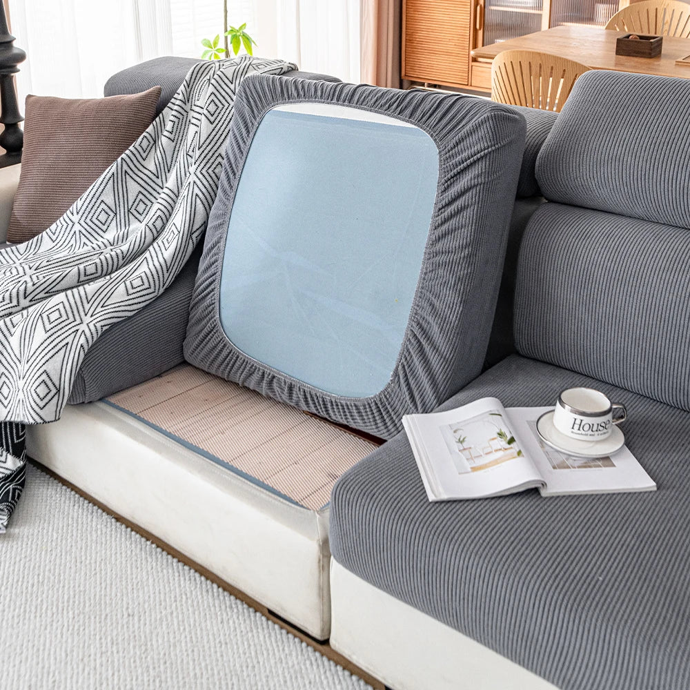 New Thicken Jacquard Sofa Seat Cushion Covers Solid Colors Striped Sofa Covers for Living Room Sectional Couch Covers Removable