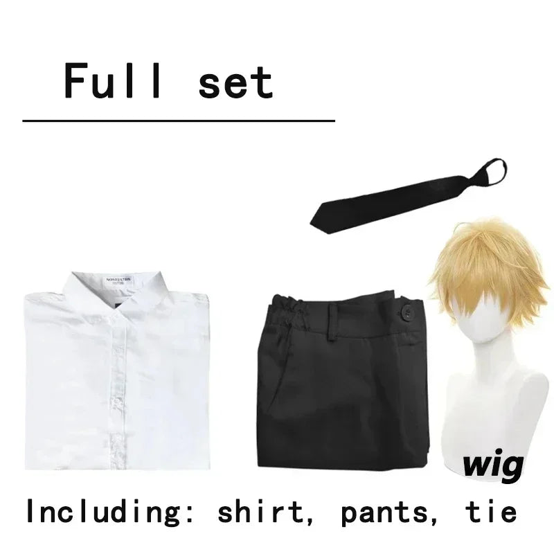 Anime Chainsaw Man Denji Cosplay Costume Wig Pants Shirt Public Safety Devil Hunter Halloween Costumes for Men Women Adult