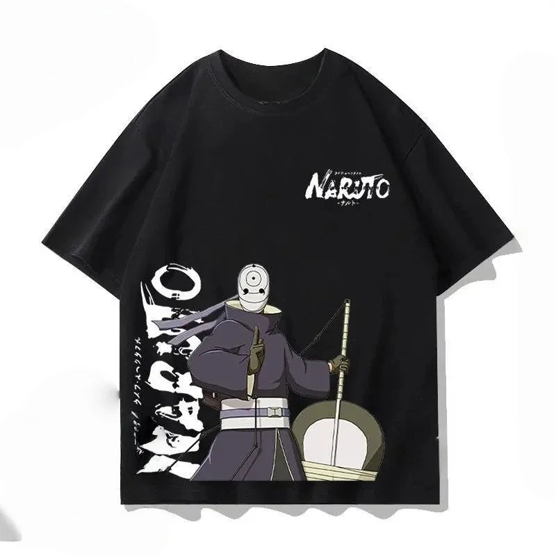 2026 Summer Naruto Flag Mokakashi Intimate Paradise Printed Cotton Loose T-shirt, Unisex Anime Casual Street Style Top