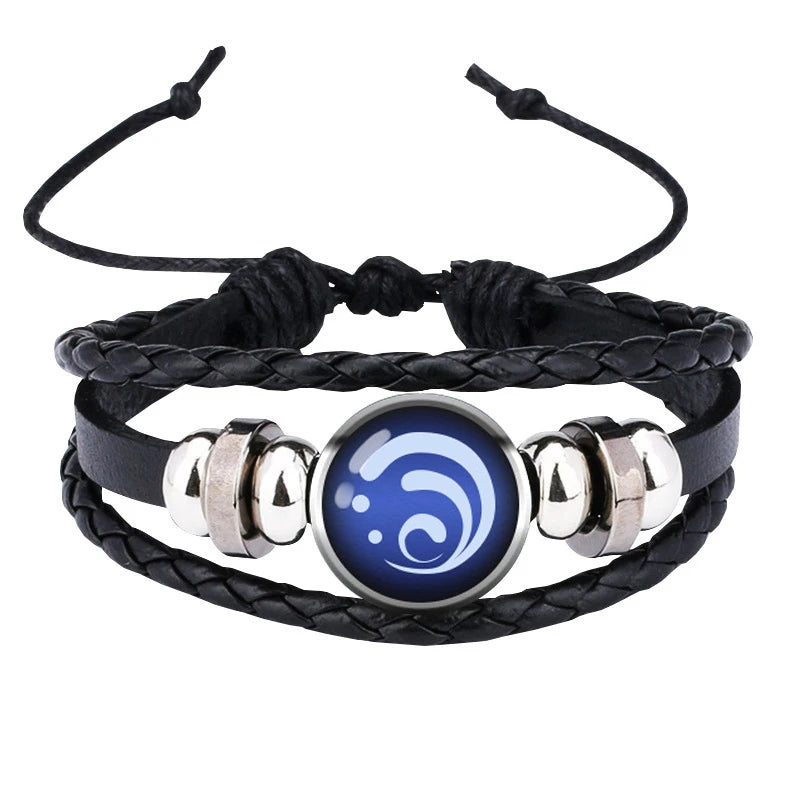 Anime Game Genshin Impact Bracelet Cosplay Prop 7 Element Eye Of Original God Leather Bracelets Women Men Bangle Jewelry