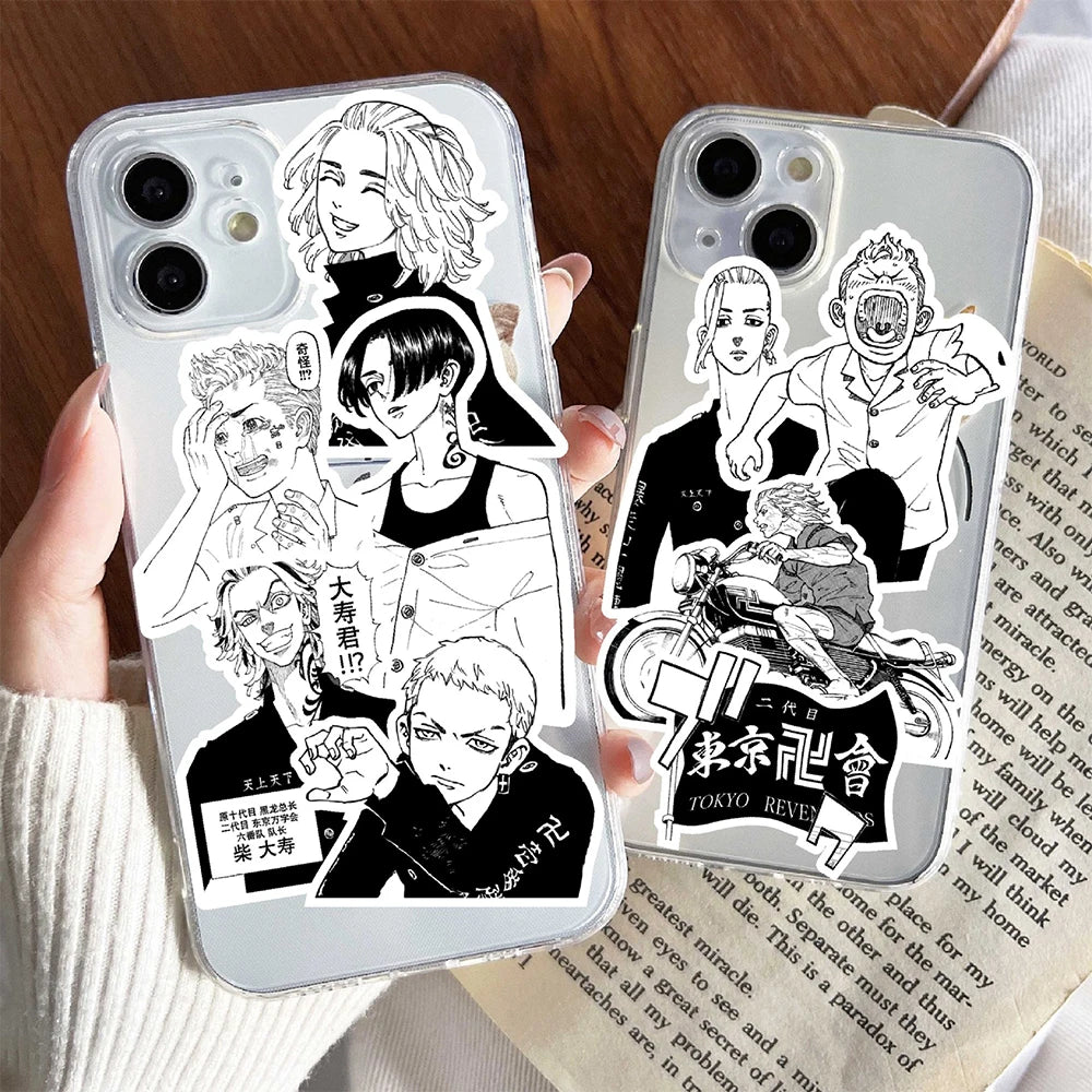 10/30/70pcs Black White Tokyo Revengers Anime Stickers Waterproof Cool DIY Skateboard Phone Luggage Cartoon Kid Graffiti Sticker