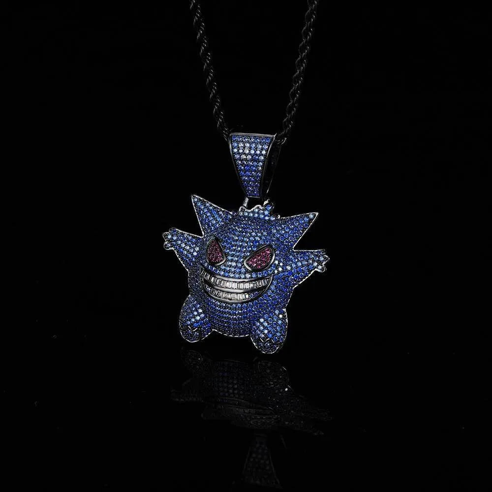 Anime Pokemon Gengar Cartoon Pendant Necklace Hip Hop Trendy Jewelry Fashion Decorative Necklaces Gift for Teen Boys Fans