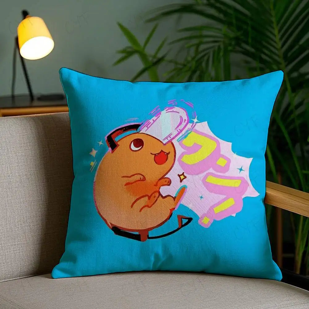Hot comics Chainsaw Mans Pochita Pillow Case Custom Printed Brushed Fleece Pillow, Baby Skin-Touch, Eco-Friendly Dye-Sublimation