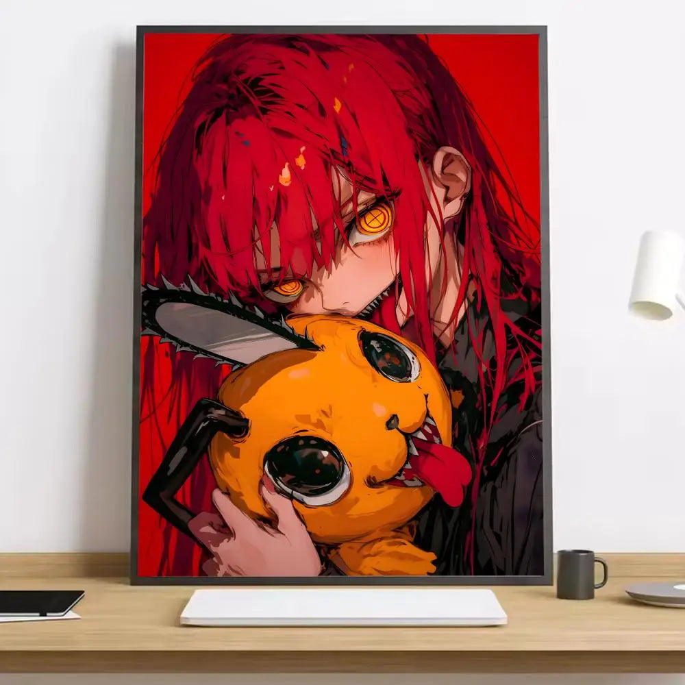 Makima Chainsaw Man Painting Calligraphy HD Canvas Poster living room bedroom bar aesthetic decoration