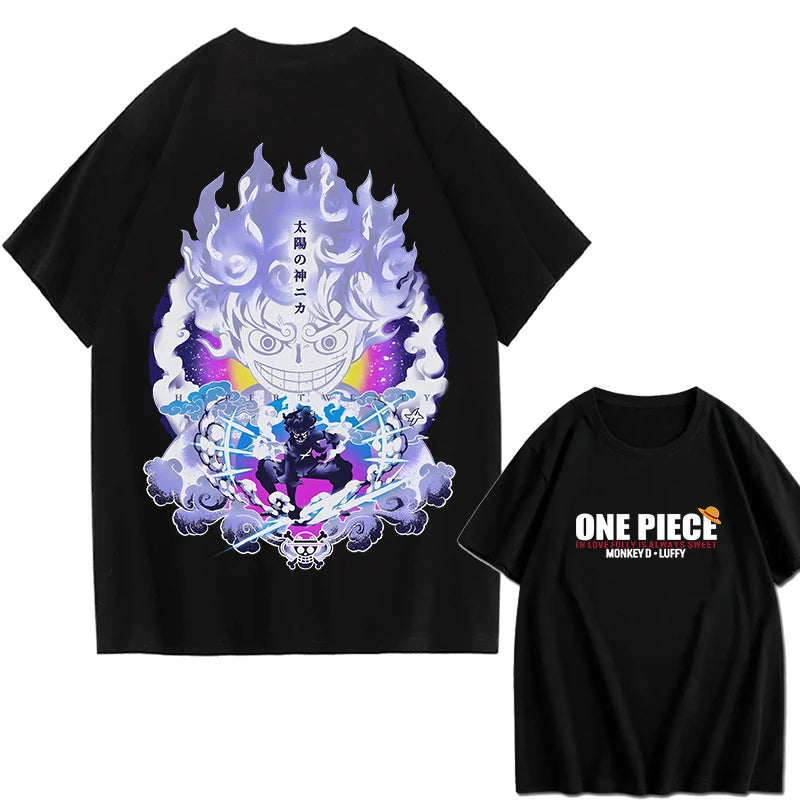 One Piece Men's T-shirt Portgas D. Ace Anime Summer Boy Spring and Autumn Children's Short Sleeves Parent-Child Wear Sport Tees