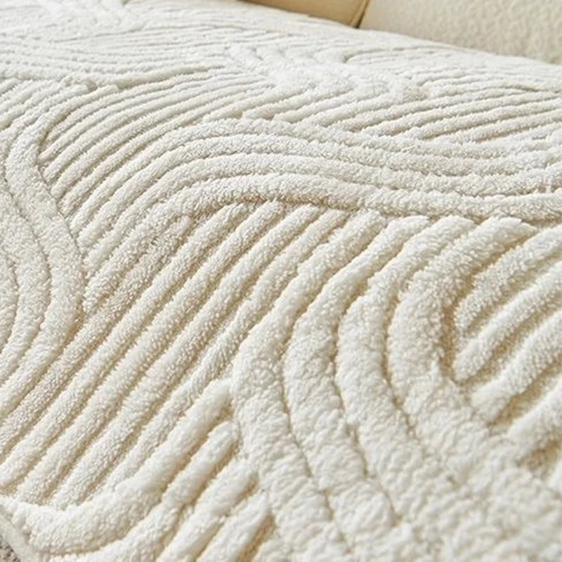 1PC Wave Striped Sofa Cover Solid Color Thicken Plush Sofa Towel Covers Non-slip Couch Slipcovers Sofa Mat for Living Room