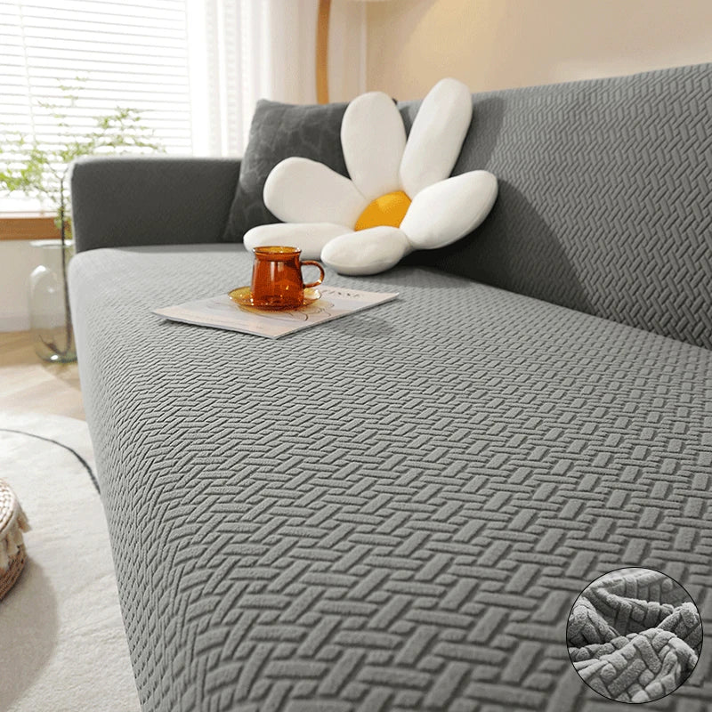 LEVIVEl Jacquard Elastic Sofa Covers Geometric ArmChair Knitted Sofa Couch Slipcovers Chair Protector For Living Room L Shaped
