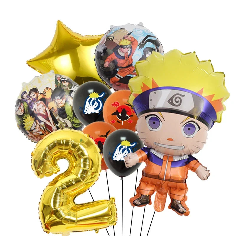 Narutoed Anime Toy Gift Party Supplies DIY Party Decoration Tableware Paper Plate Cup Latex Foil Ballon Helium Globo Boy Family