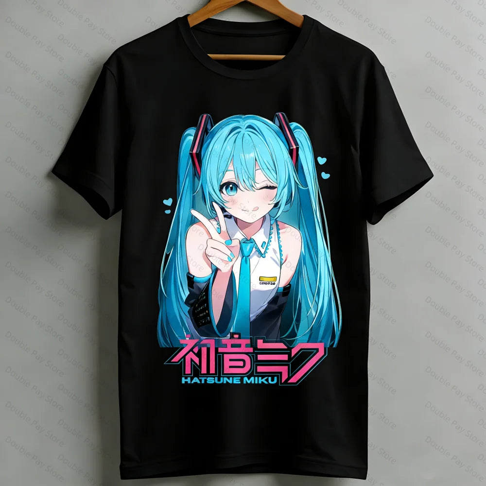 Kawaii Miku T-Shirt Cute Vocaloid Anime Graphic Tee Casual Short Sleeve Tops for Teen Girls Women Men's Shirts Woman t-shirts