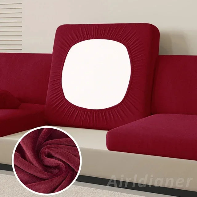 Anti-Dirt Velvet Sofa Cushion Slipcover Elastic Chair Seat Protector for Pets and Furniture Sofa Cover Living Room Bedroom Decor