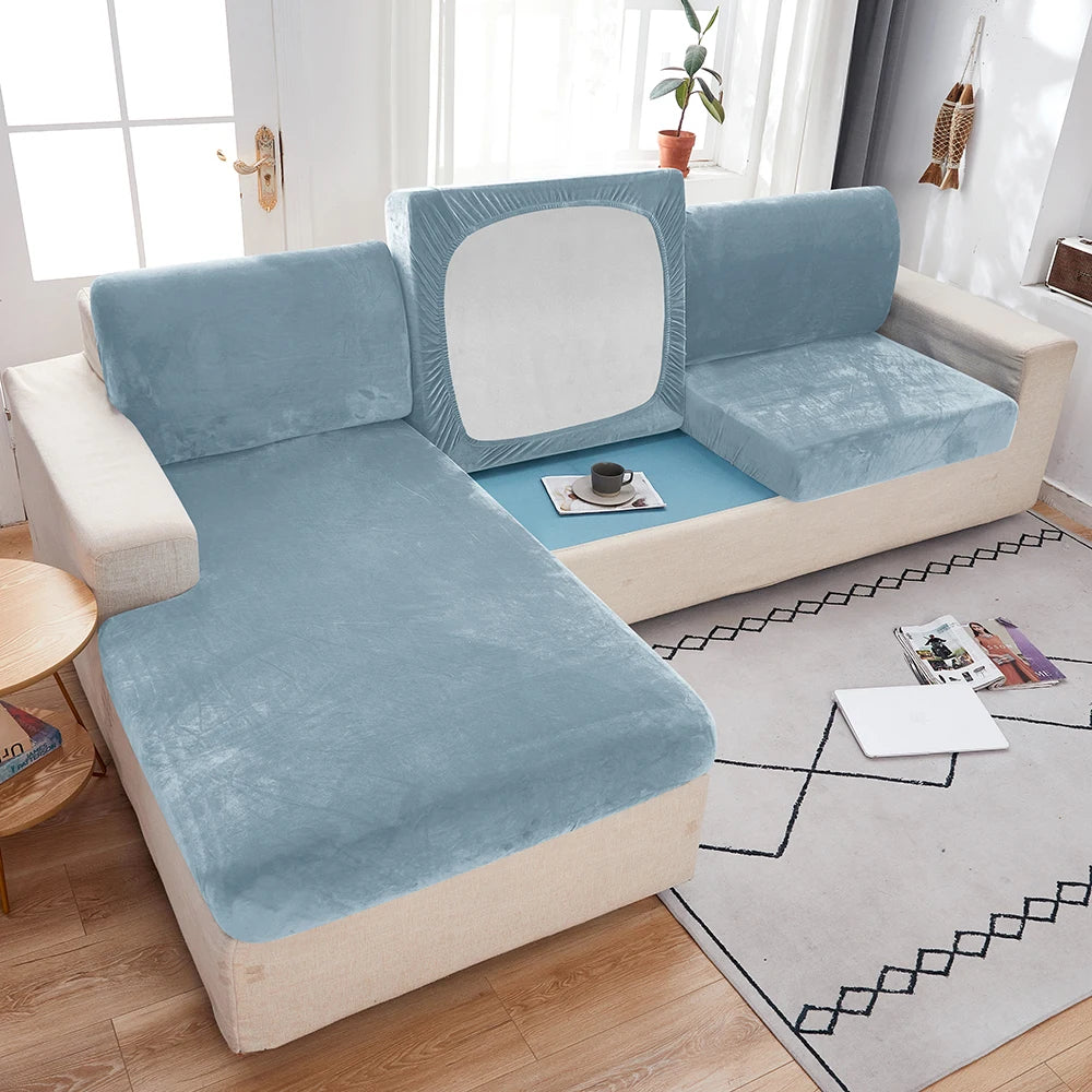 1pc Plush Sofa Slipcover Anti-slip Elastic Sofa Cover for Bedroom Office Living Room Home Decor Couch Cover Furniture Protector