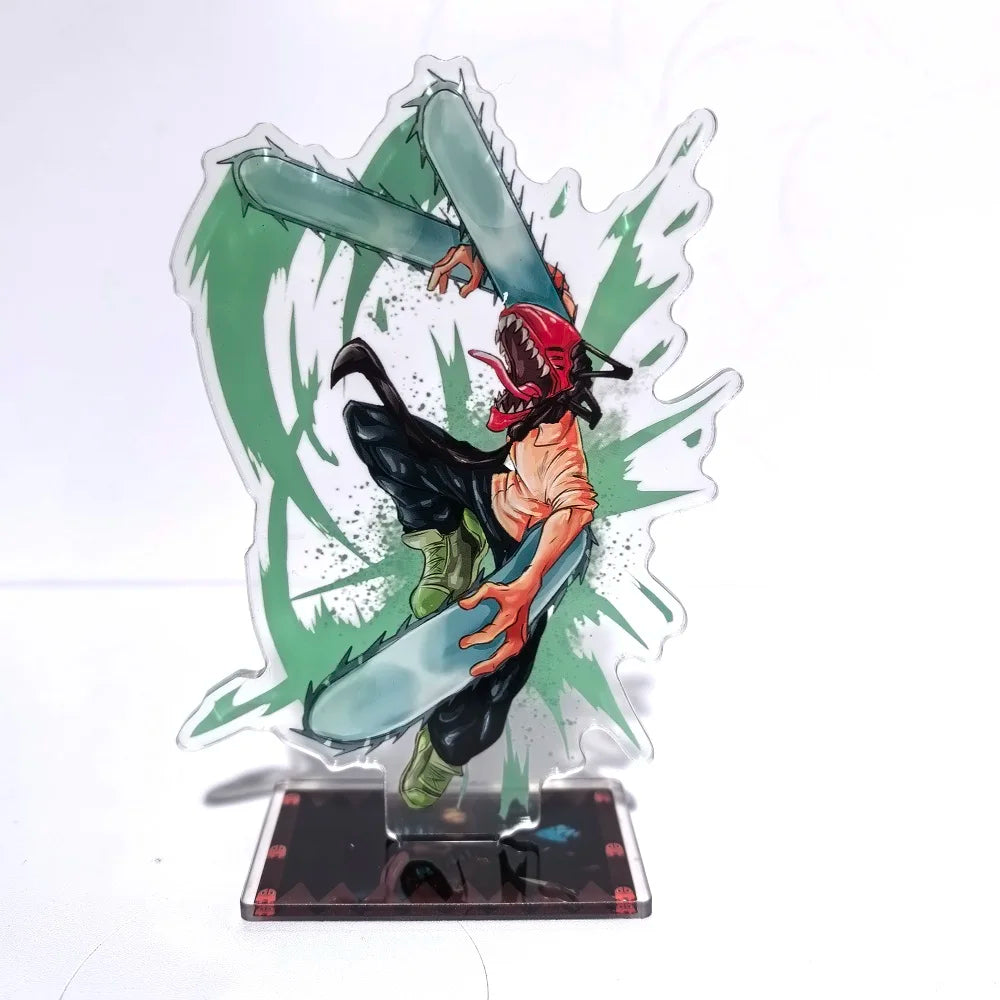 15CM Chainsaw Man Anime Figure Denji Power Acrylic Stand Model DIY Decor Standing Sign Adult Collection Toy Desktop Ornament