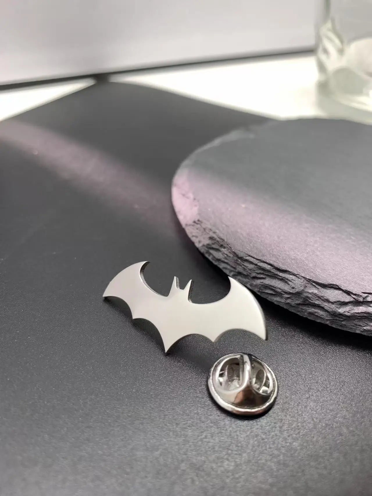 Bat Symbol Lapel Pin - Comic Book Hero Style Brooch, Stainless Steel Enamel Badge, Gotham Inspired Collectible Gift for fans