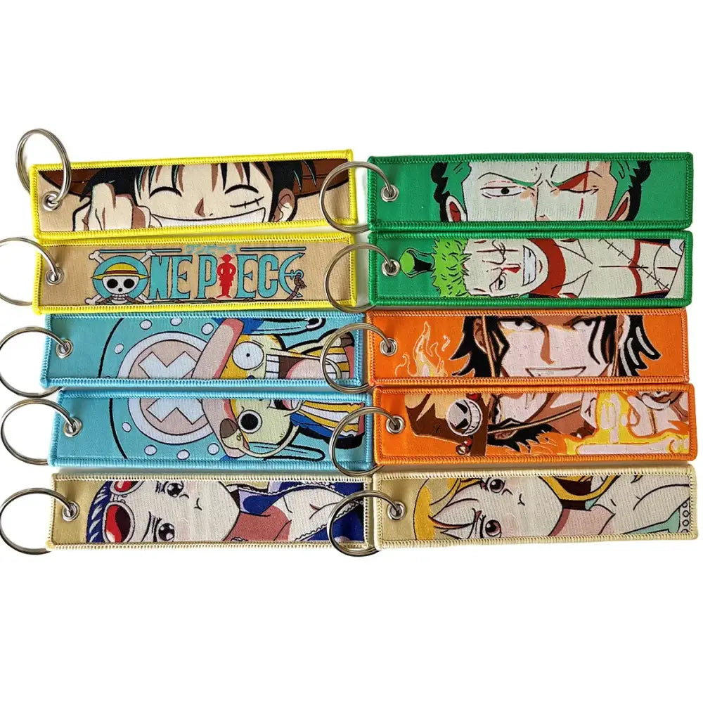 Colorful embroidered anime manga badge holder lanyard with one piece usb pendant keychains for portable use
