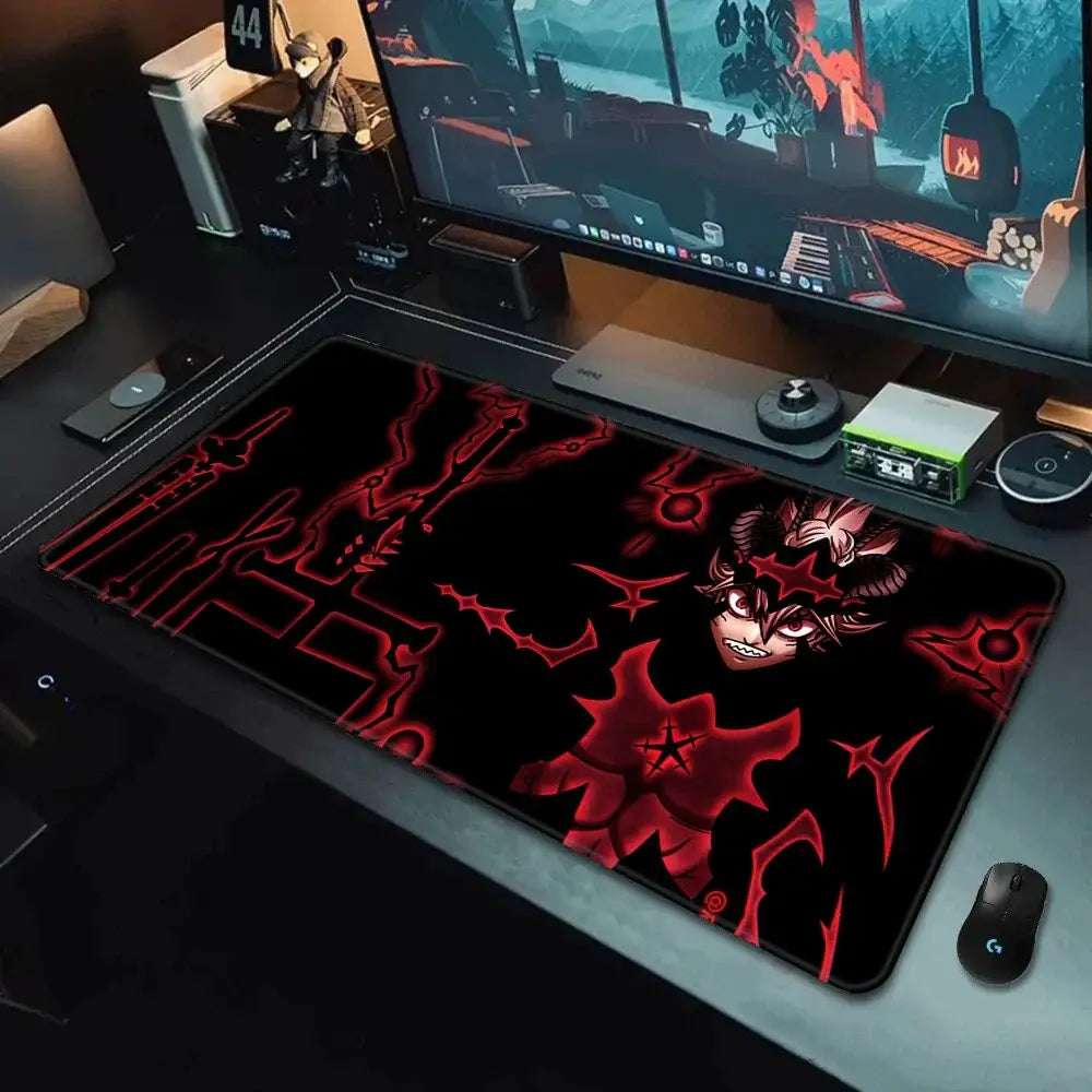Black clover asta mousepad black gaming mousepad with vibrant red anime design and non-slip surface 90x40cm xxl