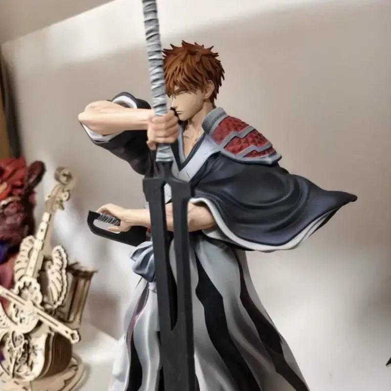 Bleach Ichigo PVC statue 35cm featuring spiky reddish-brown hair and dual-blade from thousand-year blood war
