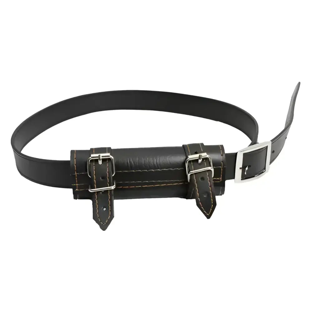 Black leather belt with silver buckle and dual straps for 104cm kurosaki ichigo samurai bleach katana