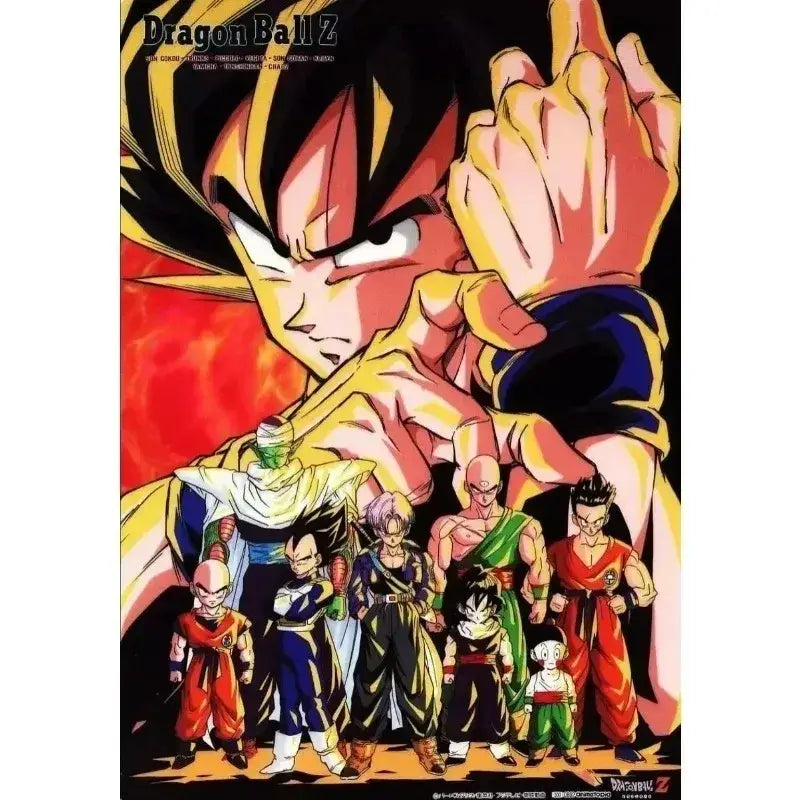 Vibrant dragon ball z goku football jersey with breathable fabric featuring goku and other characters in dynamic pose