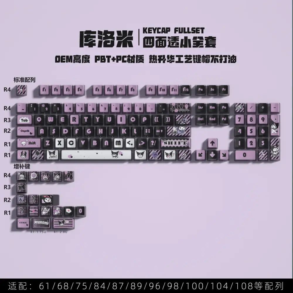 Purple and black evangelion eva keycap with cute cartoon design made from transparent pbt crystal pbt pc material