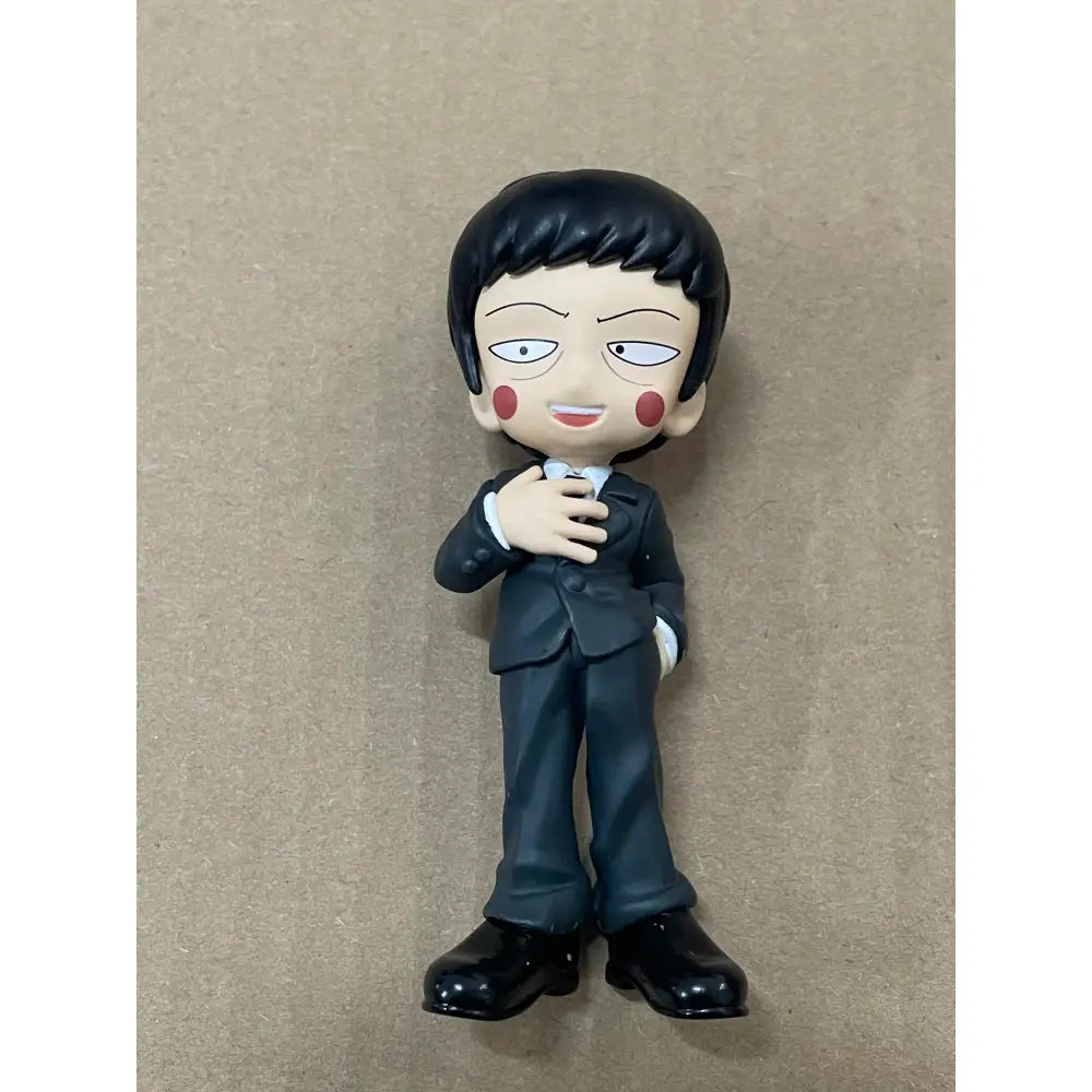 Black plastic mob psycho 100 iii mob character palverse figure in style pvc mini model with red cheeks and stylized eyes