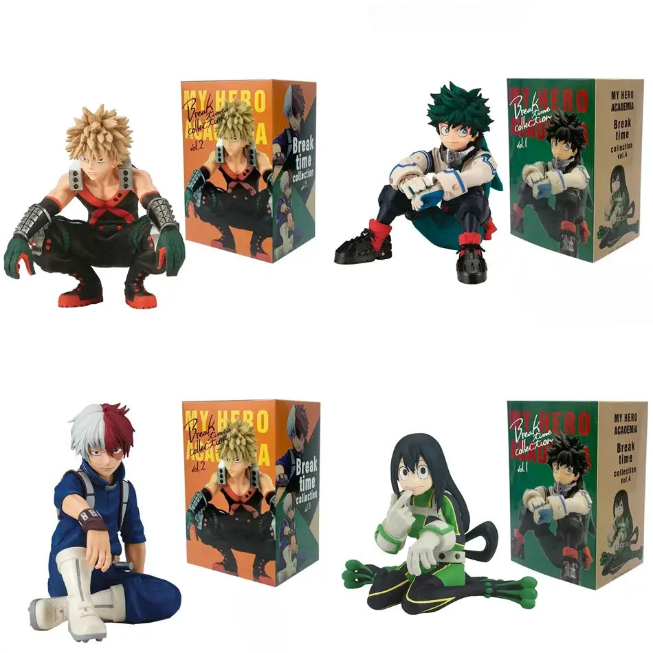 My hero academia character pvc figure set featuring izuku midoriya bakugo todoroki and yaoyorozu in detailed poses for anime fans