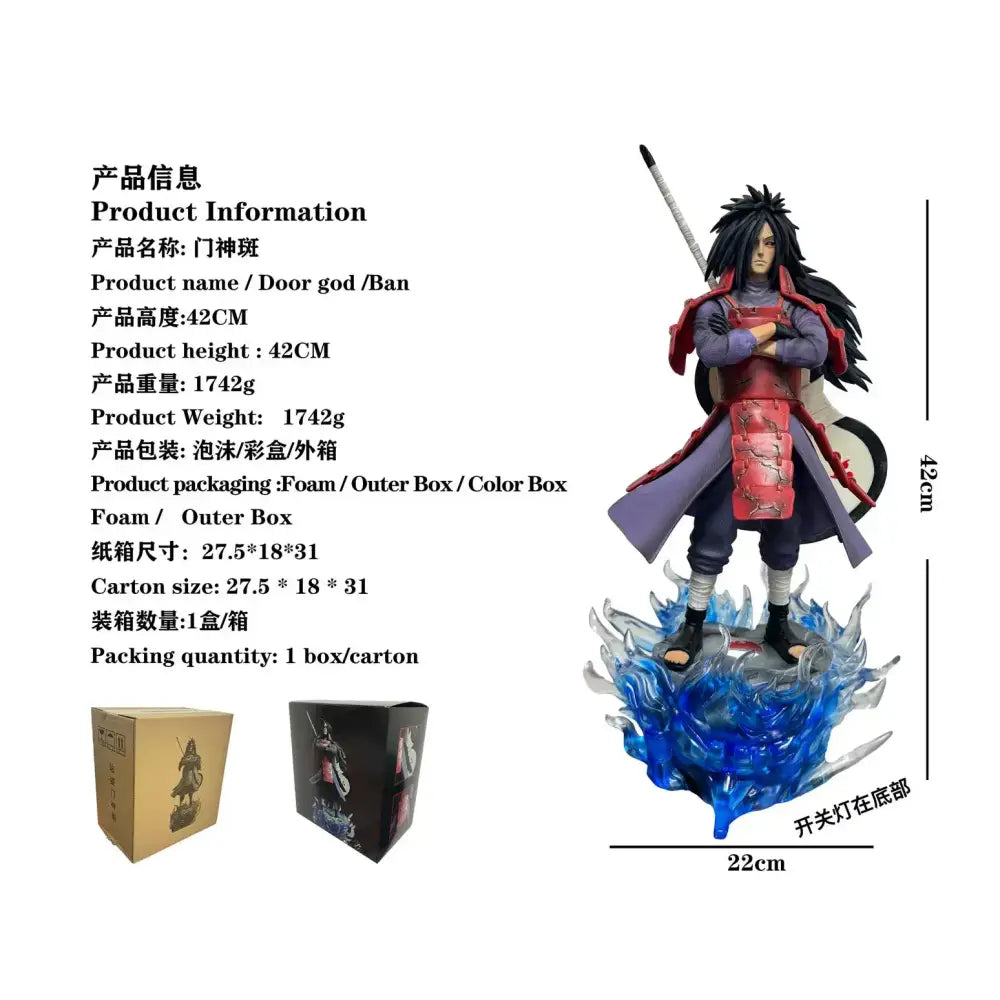 42cm tall detailed resin statue of Ban from Naruto with black spiky hair and red-purple outfit holding a sword