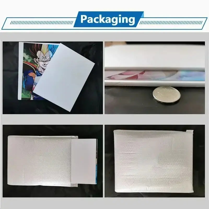 White rectangular padded envelope with textured surface and sealed flap for pokemon charizard 3d lenticular poster wall art
