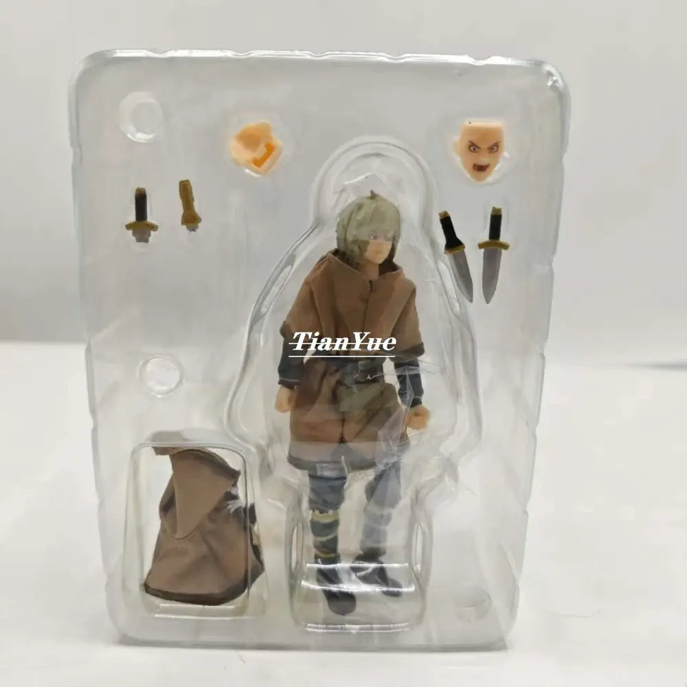 Brown and gray armored thorfinn karlsefni vinland saga action figure pvc 15cm with interchangeable heads and accessories