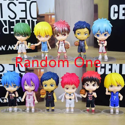 Chibi-style kuroko no basuke pvc action figures with vibrant hair and team uniforms for basketball toy collection