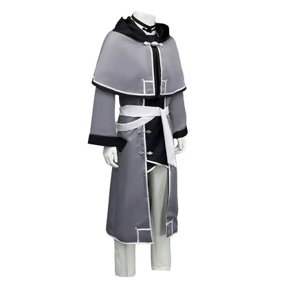 Gray and black hooded mushoku tensei rudeus adulthood uniform set with white trim for rudeus greyrat cosplay