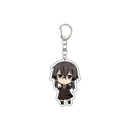 Chibi-style acrylic keychain of kirigaya kazuto with dark hair and glasses in school uniform from sword art online