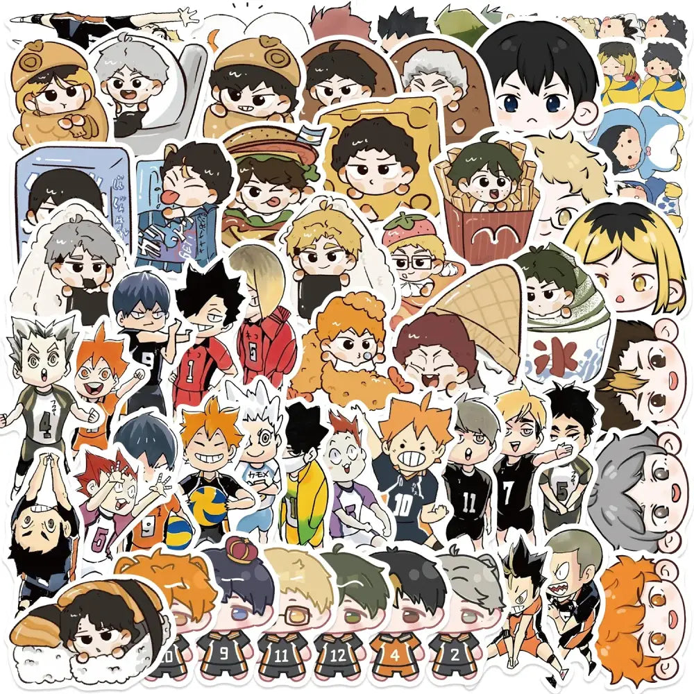 High quality 56pcs haikyuu volleyball boy graffiti stickers with colorful cartoon characters for diy decoration