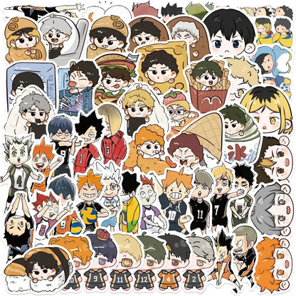 High quality 56pcs haikyuu volleyball boy graffiti stickers with colorful cartoon characters for diy decoration