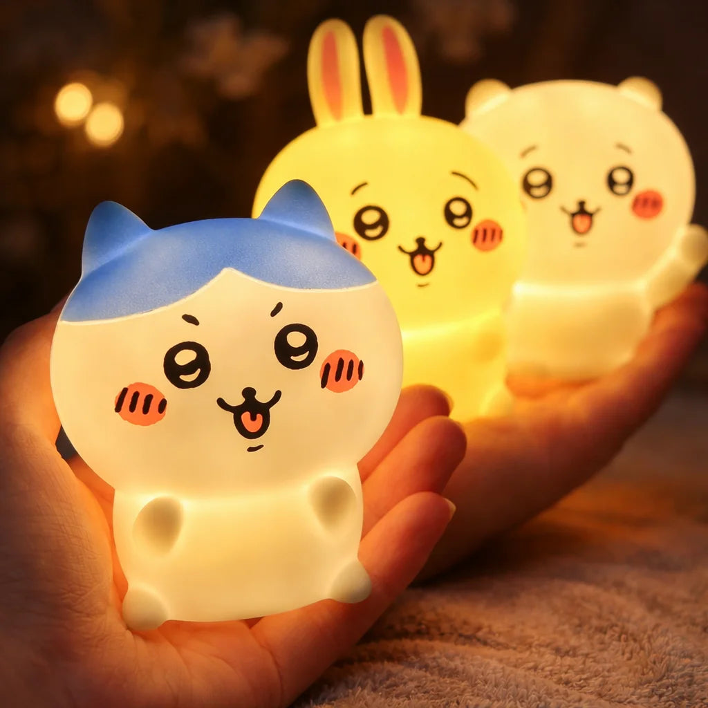 Chiikawa Anime LED Night Light  Hachiware  Usagi Rabbit Lamp Bedroom Desktop Decor Birthday Gift for Children Best Gift Toy