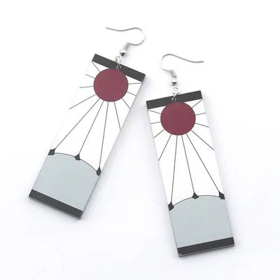 Fashion Acrylic Tanjiro Earrings Anime Cosplay Props Hanafuda Drop Long Earrings for Women Girls Jewelry
