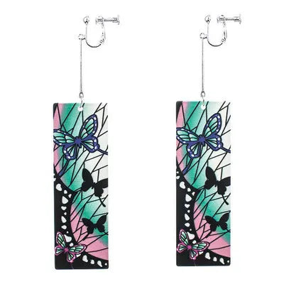 Fashion Acrylic Tanjiro Earrings Anime Cosplay Props Hanafuda Drop Long Earrings for Women Girls Jewelry