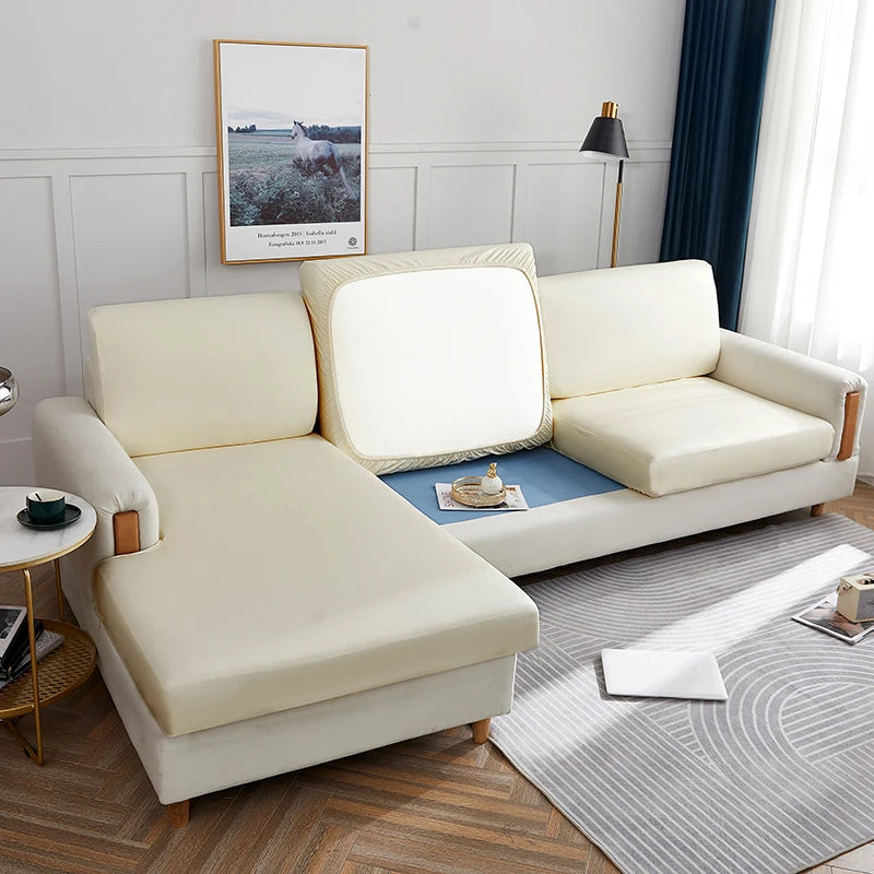 easy clean waterproof PU funiture protector solid sofa cover Corner sofa seat slipcover elastic stretch couch cover