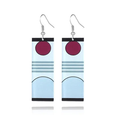 Fashion Acrylic Tanjiro Earrings Anime Cosplay Props Hanafuda Drop Long Earrings for Women Girls Jewelry
