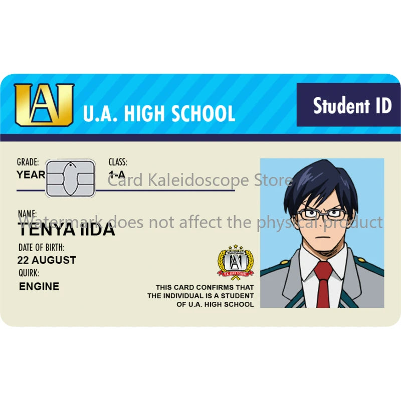 Anime My Hero Academia Student ID Series Redit Card Skin Sticker for VISA JCB Mastercard and Other Bank IC Card Decoration