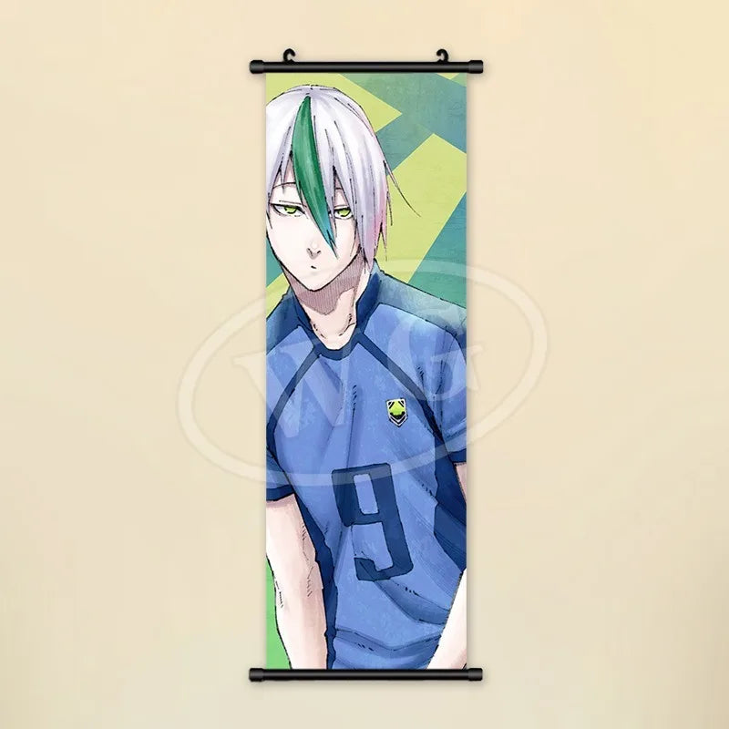 Blue Lock Hanging Painting Anime Poster Reo Mikage Wall Art Canvas Scroll Picture Isagi Yoichi Characters Home Decor Living Room