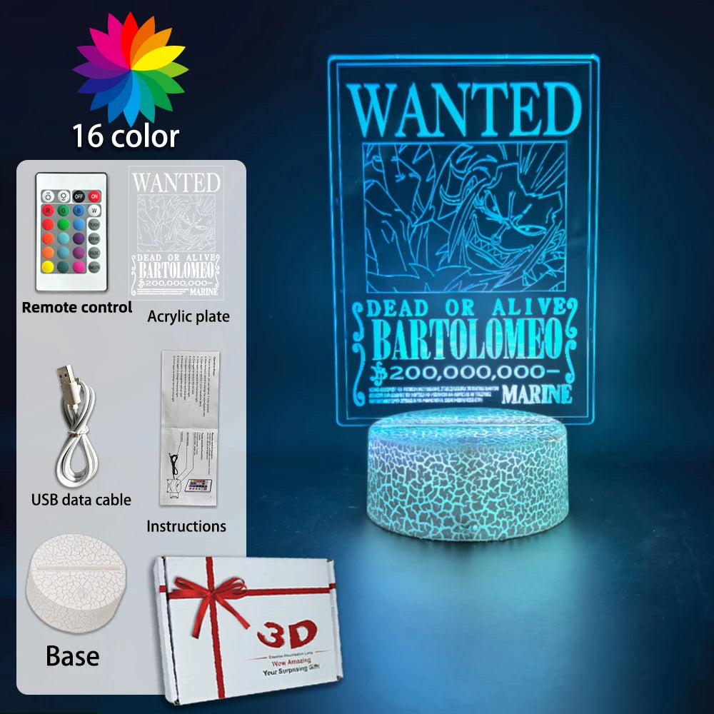 Anime Figure LED Night Light One Piece Luffy Zoro Figures USB Lamp Action Collection Bedside Table Decoration Christmas Gifts