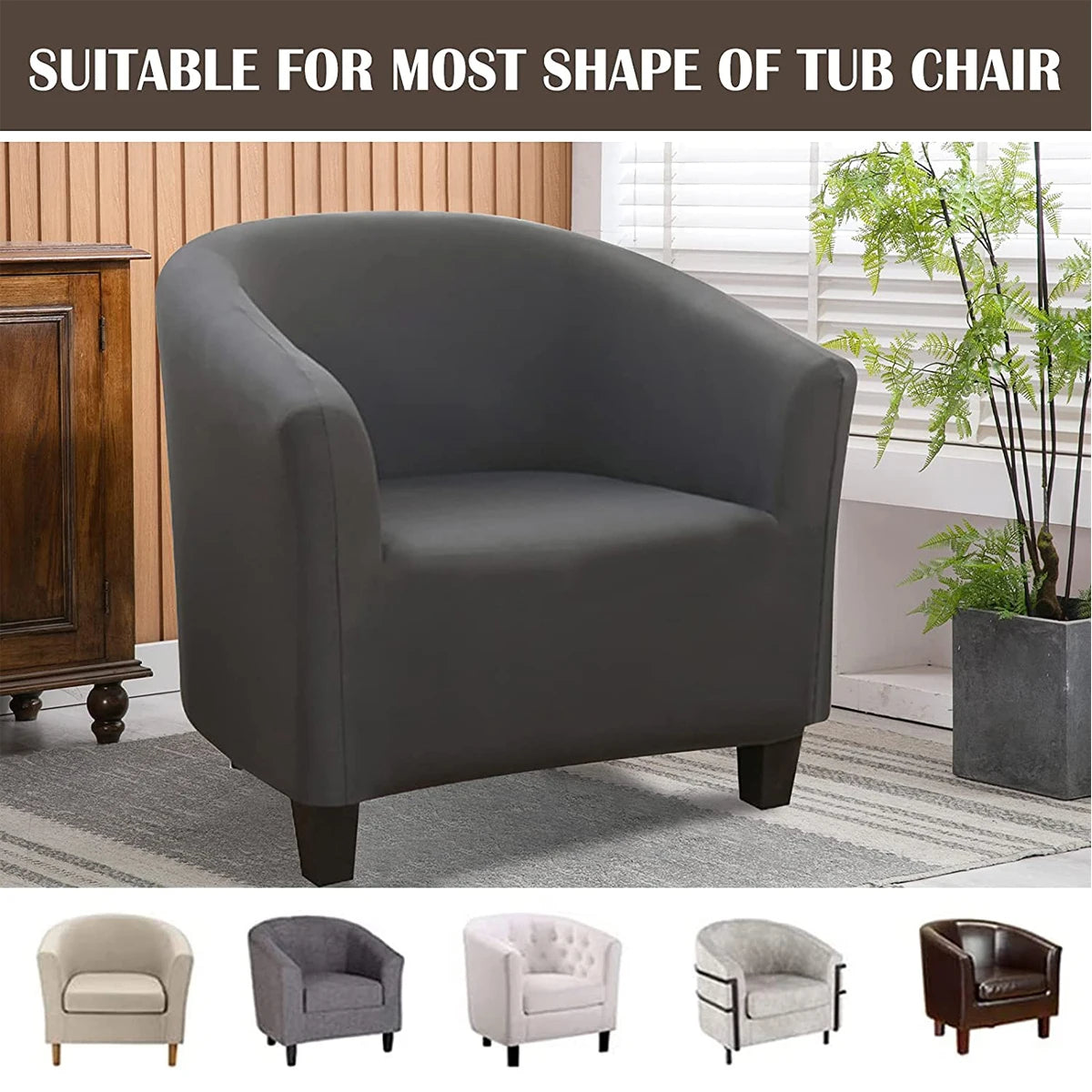 Stretch Club Chair Slipcover Spandex Barrel Chair Covers Printed Tub Living Room Armchair Covers Furniture Protector Sofa Cover