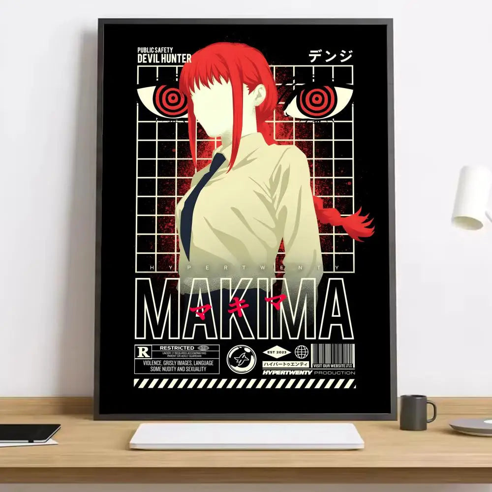 Makima Chainsaw Man Painting Calligraphy HD Canvas Poster living room bedroom bar aesthetic decoration