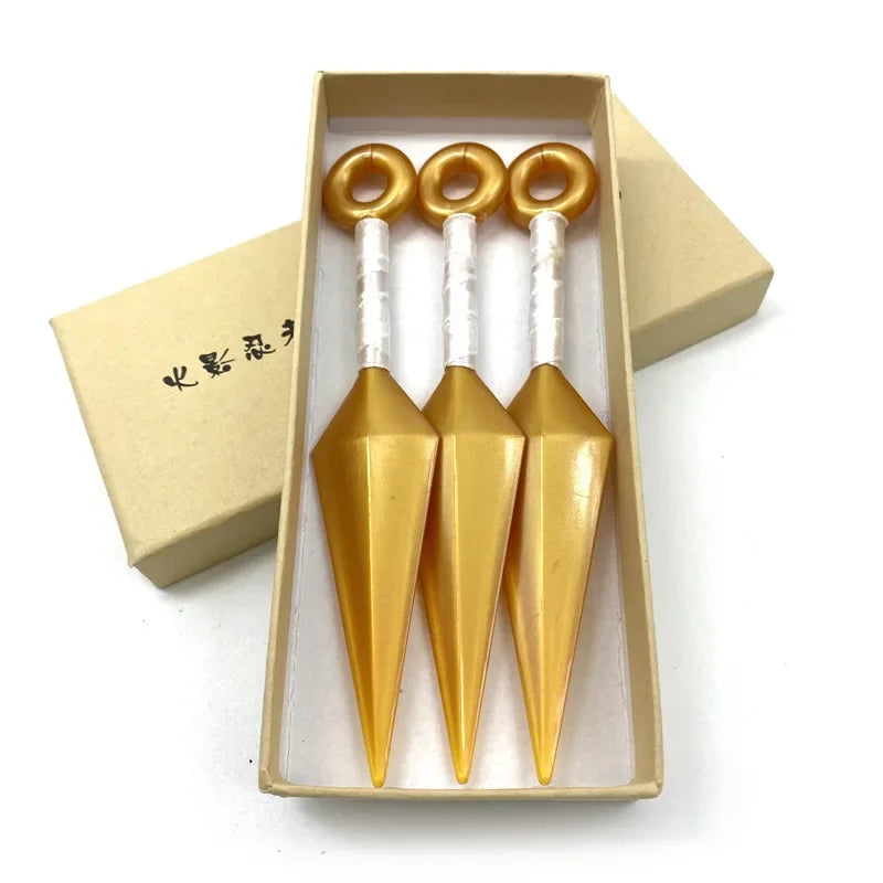 Naruto Anime Golden Shuriken Kunai Model Toys Ninja Action Figures Cosplay Props PVC Weapon Models Toys for Children Adult Gifts