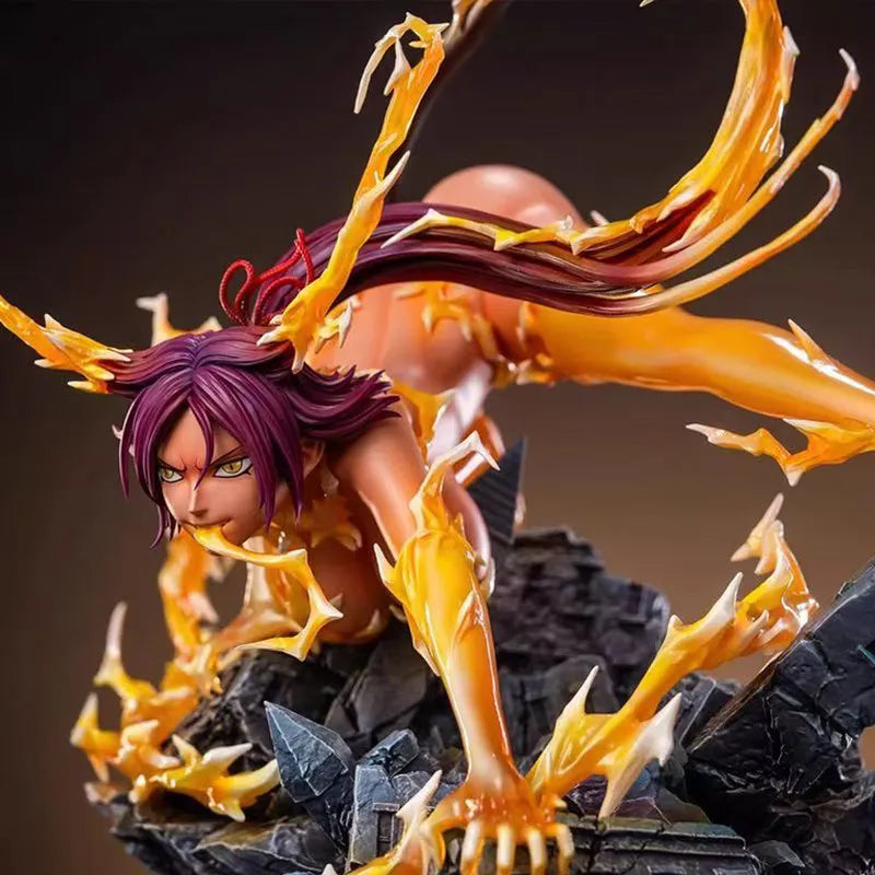 Hot 25cm BLEACH Anime Figures Shihouin Yoruichi Figure PVC Statue sexy girl Model Desktop Collection Gifts Toys