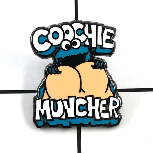 Creative Cartoon Character Badge Funny Eating Cookies Monster Brooch Cute Anime Peripheral Enamel Pin Collar Accessories Gift