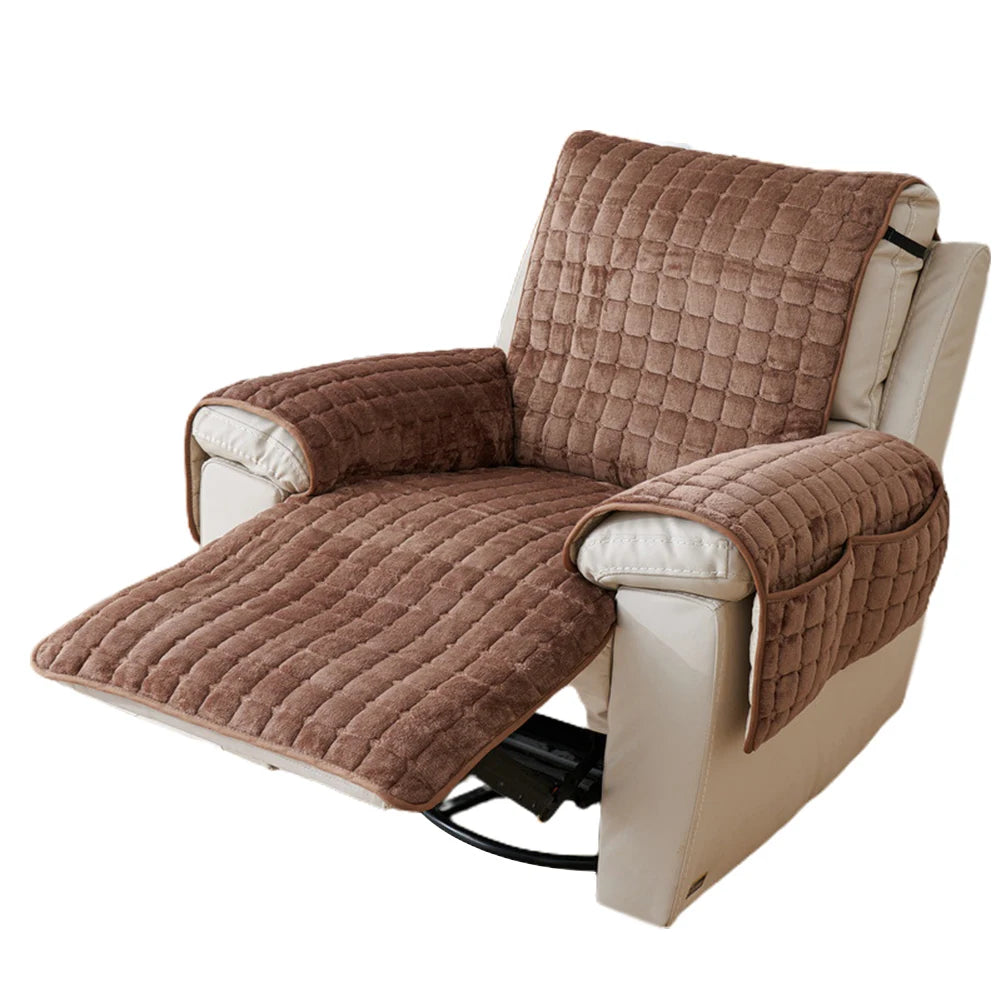 Recliner Sofa Protector Cover with Armrests Pockets Armchair Case Plush Sofa Cover Non-Slip Wear Resistant Chair Covers