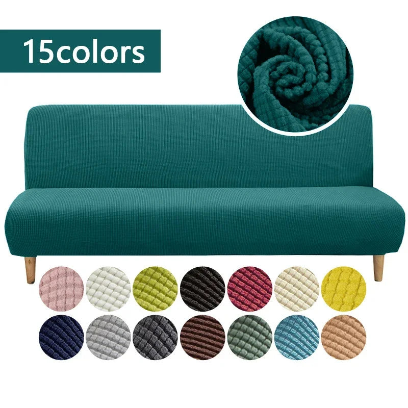 Polar Fleece Fabric Armless Futon Sofa Bed Cover Solid Without Armrest Big Elastic Folding Furniture home Decoration Bench Cover
