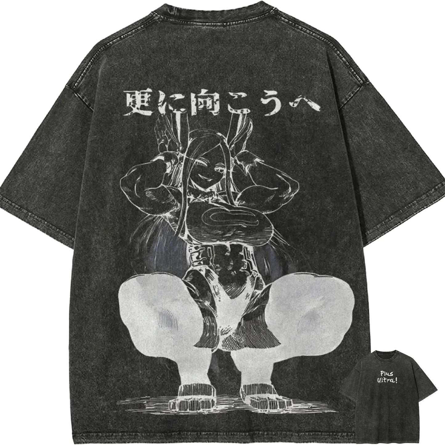 Mirko T Shirt My Hero Academia Men Acid Wash Anime Rabbit Hero Graphic Cotton Streetwear Plus Ultra Manga Vintage Tee Top
